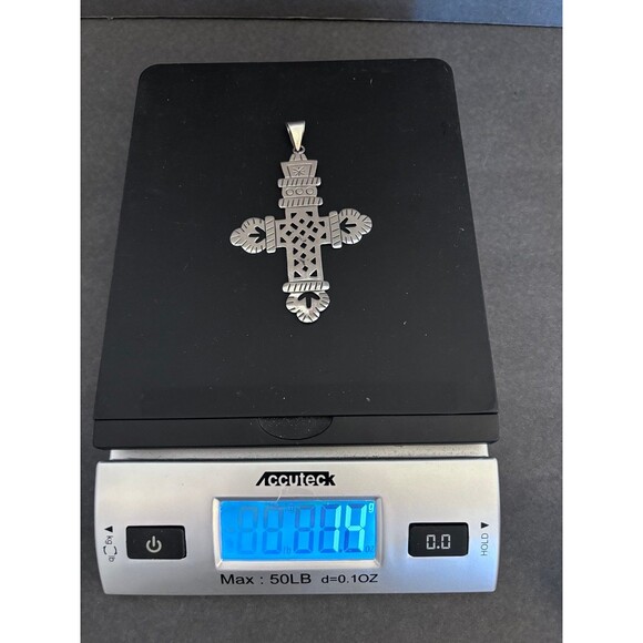 Vintage 925 Sterling Silver Large Cross From Mexico. - Picture 7 of 7